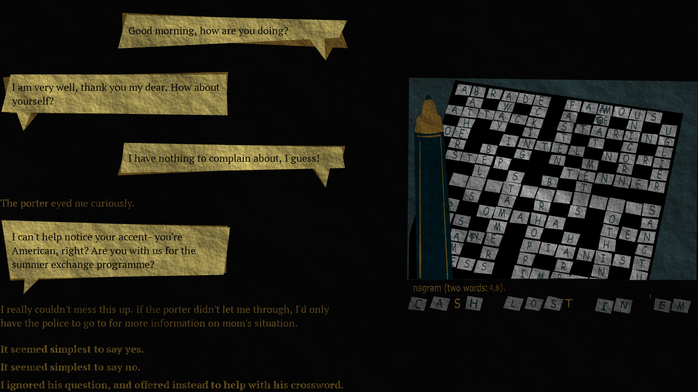 Crossword puzzle in Chapter 2